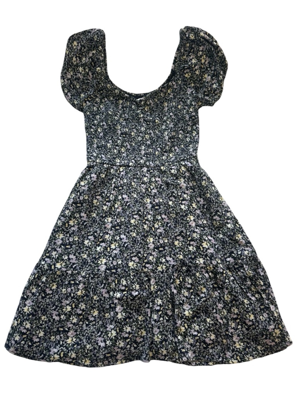 Hollister Navy Blue Floral Smocked Summer Dress Size Small
